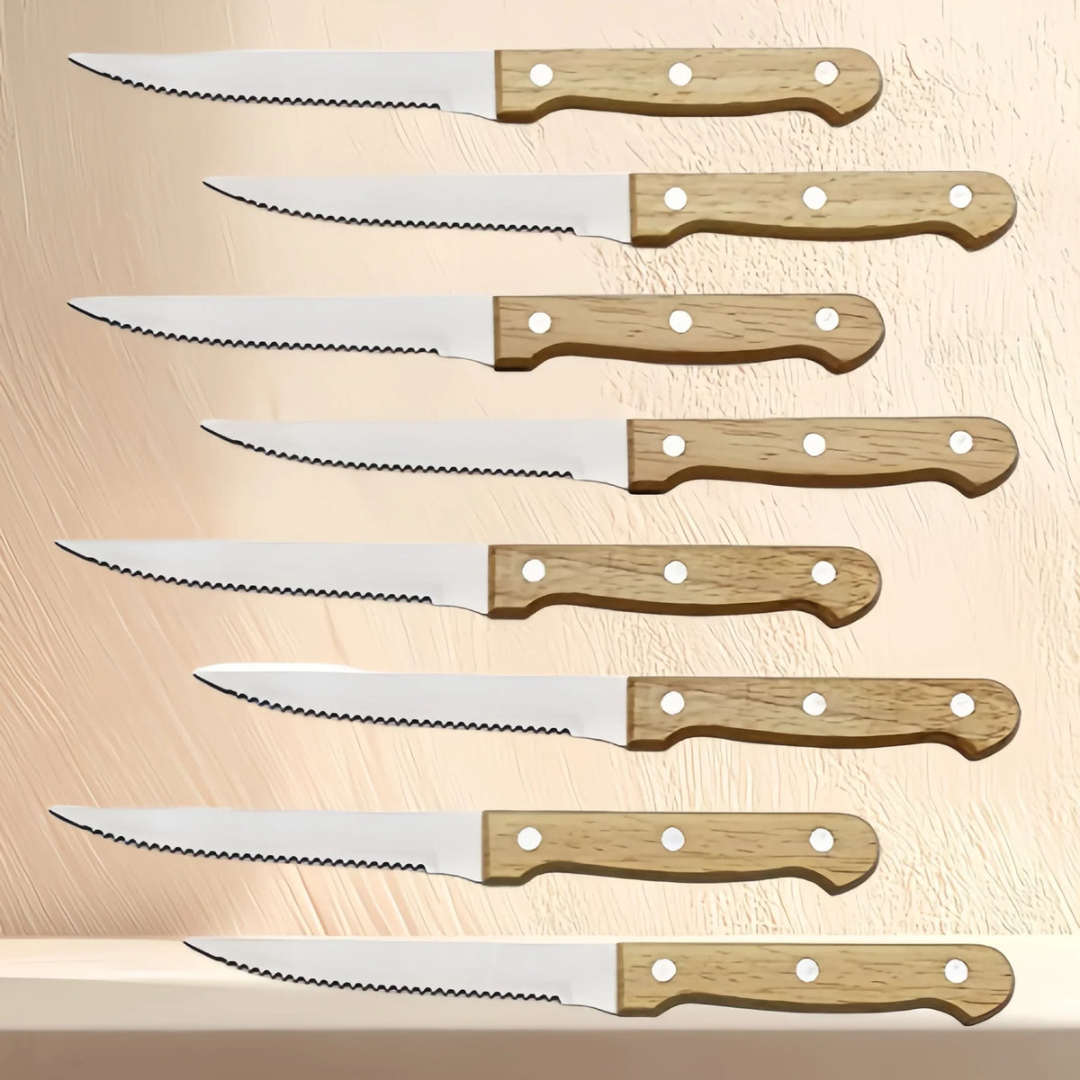 Premium Steak Knife Set – Serrated Steel & Wood Handle | 4/6/8pc
