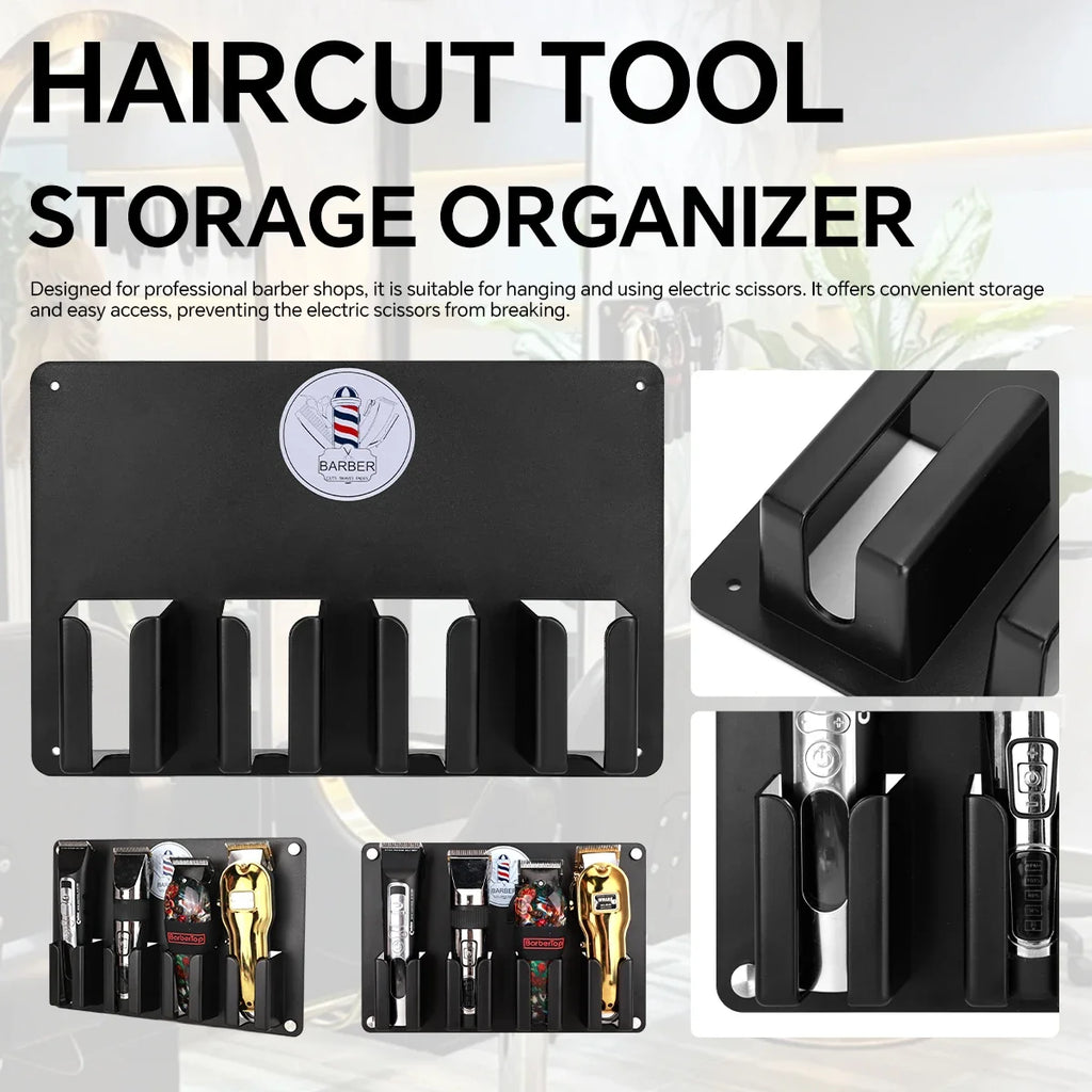 4-Slot Wall Mount Hair Clipper Holder | Rust-Proof Barber Rack