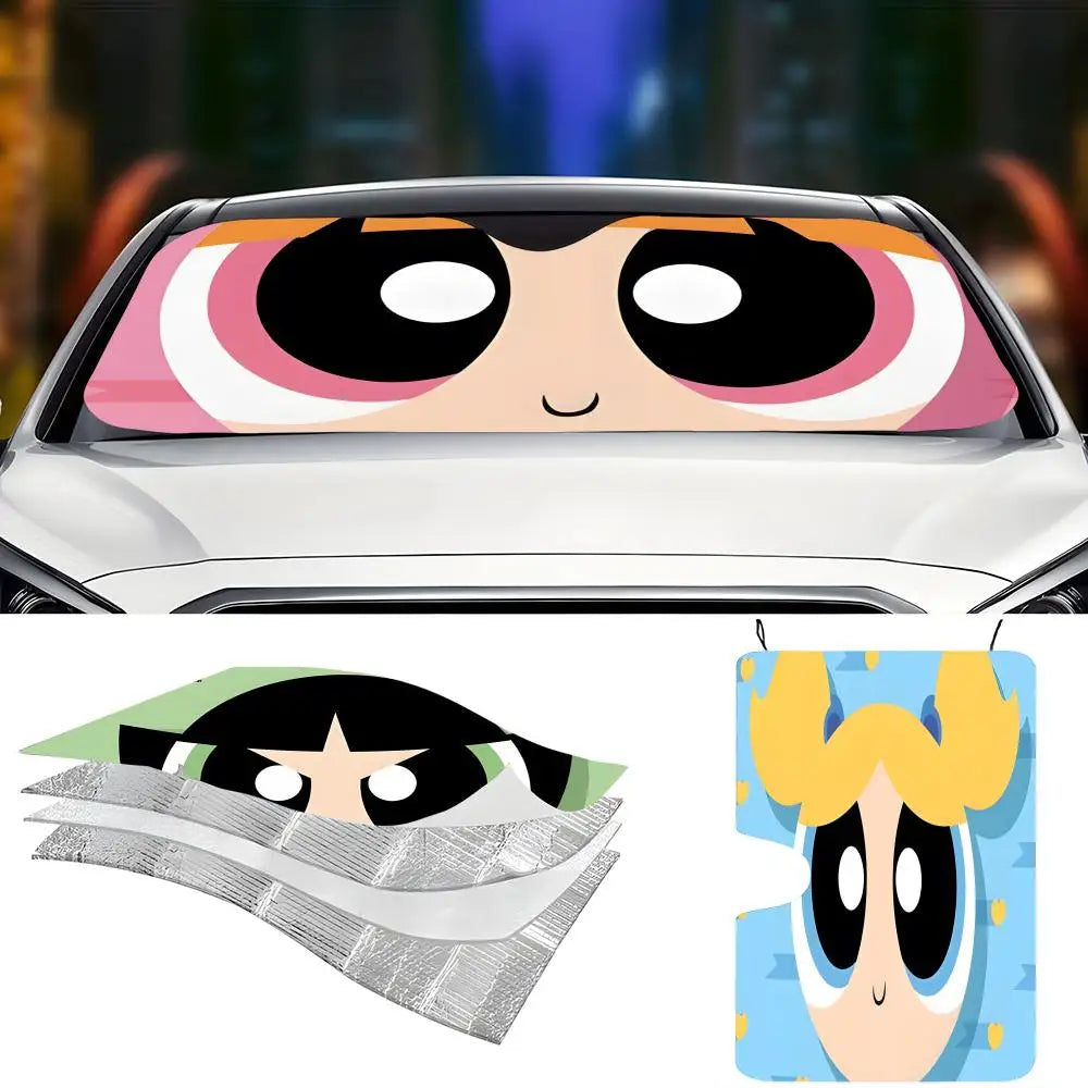 Powerpuff Girls Car Windshield Sunshade – Foldable Sun Visor
