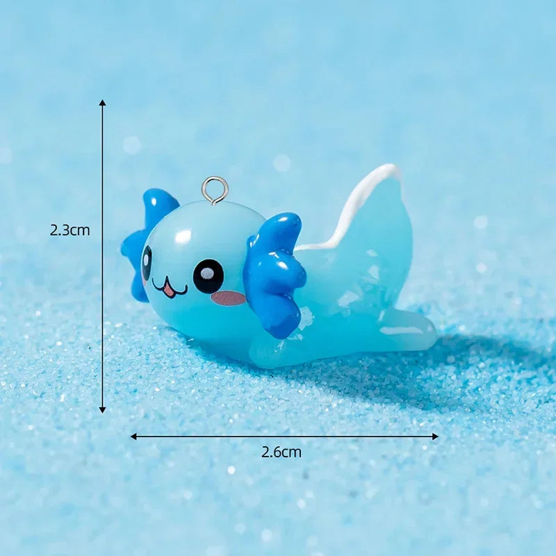 Simulation 3D Axolotl Fish Resin Charms Solid Kawaii Cartoon Earring