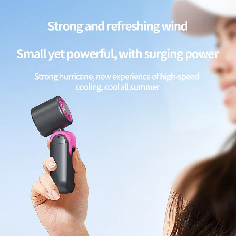 Mini Portable Handheld Fan USB Rechargeable Foldable Turbo 5-Speed