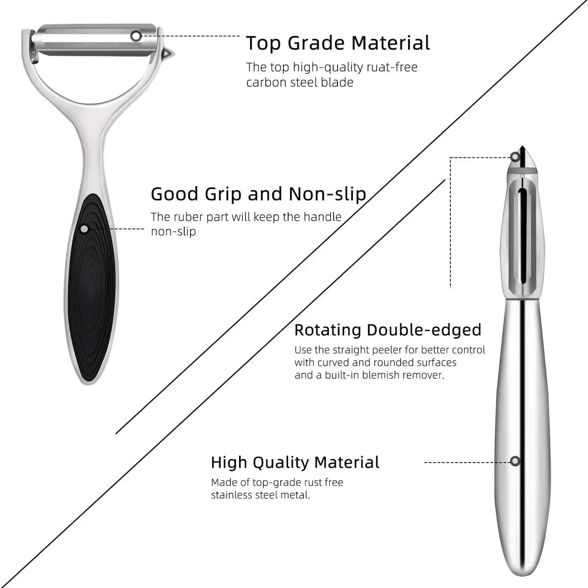 Stainless Steel Vegetable Fruit Peeler Set – I & Y Shape