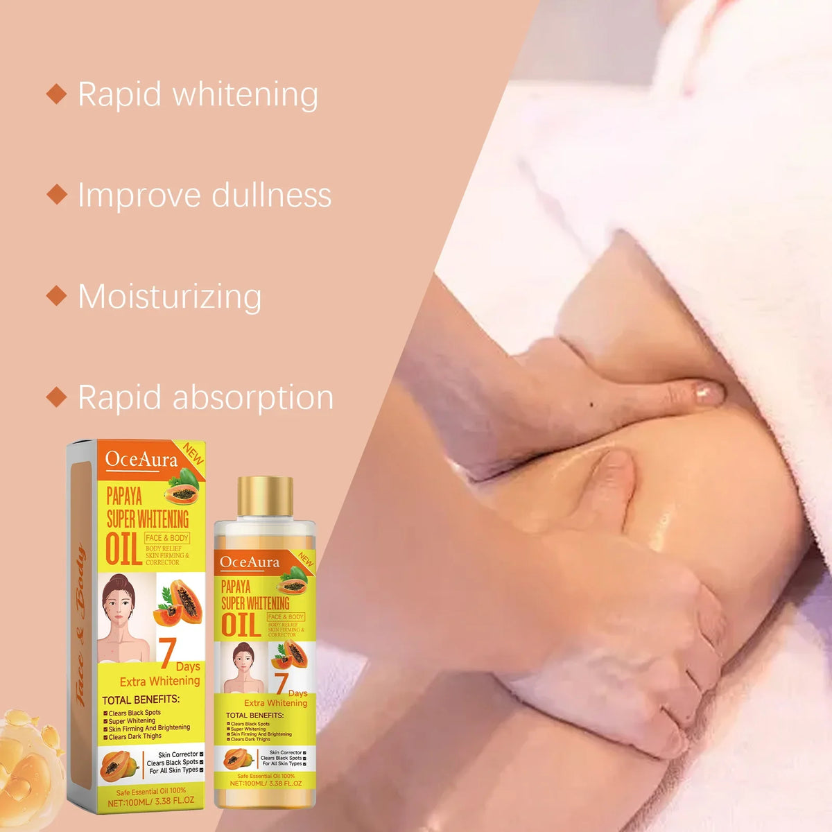 Papaya Whitening Body Oil – Brighten & Moisturize Skin 100ml