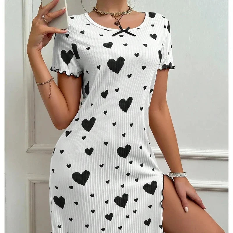 Women's Printed Nightgown Dress – Soft Knit Summer Sleepwear