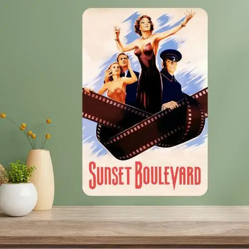 Sunset Boulevard Classic Movie Metal Poster Sign | Retro Wall Art