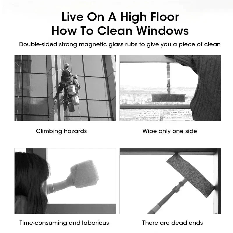 Dual-Sided Magnetic Window Cleaner – Reusable Cotton Glass Tool