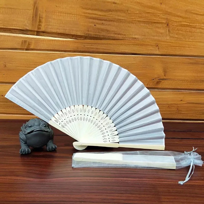 Hand Folding Fan Organza Bag Bridal Shower Kids Christestening Favors
