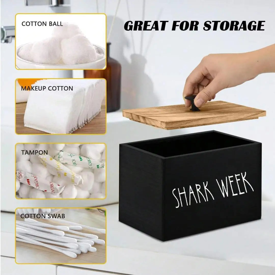 Tampon Organizer Farmhouse Bathroom Container Country Wooden Cover