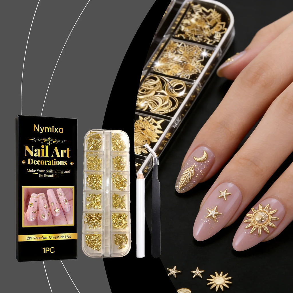 Nymixa DIY Nail Art Kit – 12 Color Pens & Glitter Decorations