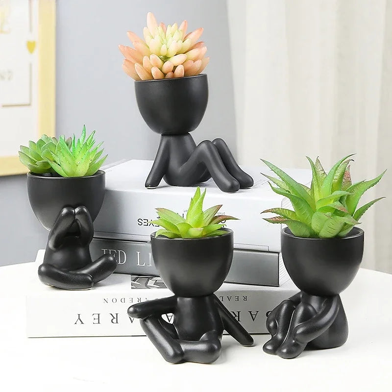 Creative Cute Imitation Humanoid Ceramic Flower Pot Succulent Planter
