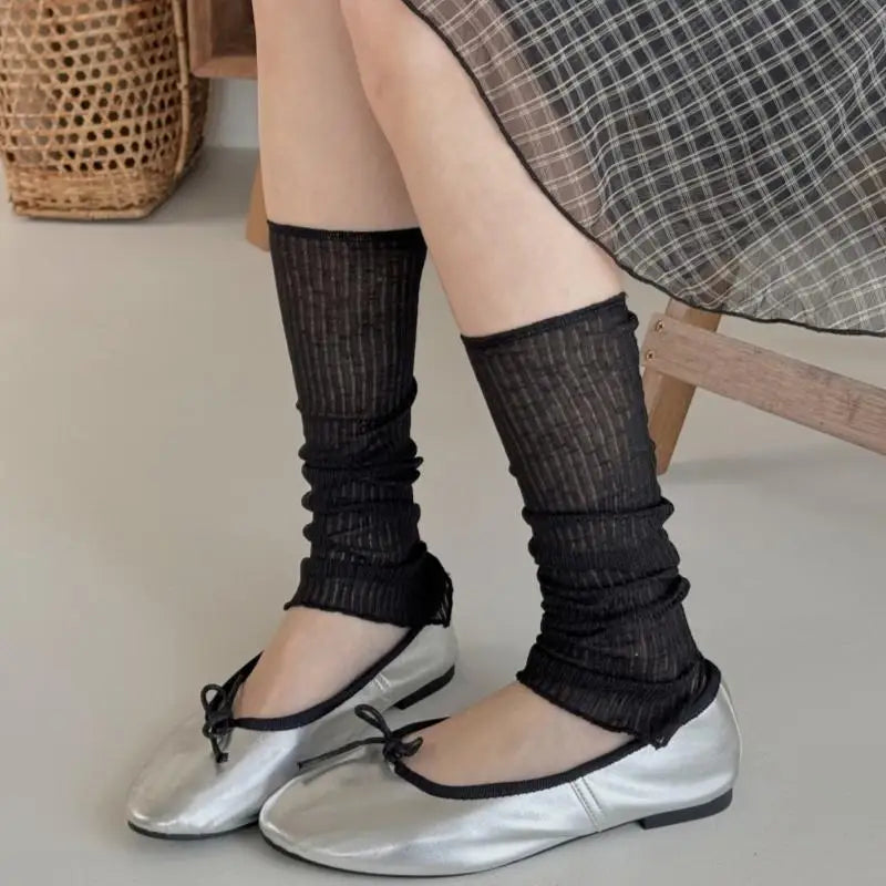 Women's Thin Breathable Mid-Tube Leg Warmers – Japanese Style