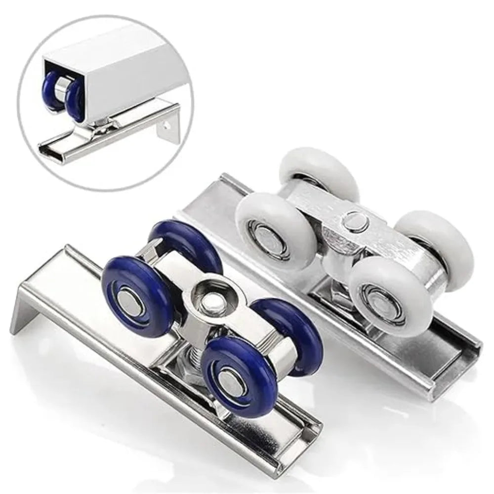 Sliding Door Roller Pulley Set – 4-Wheel Rail Track Hardware