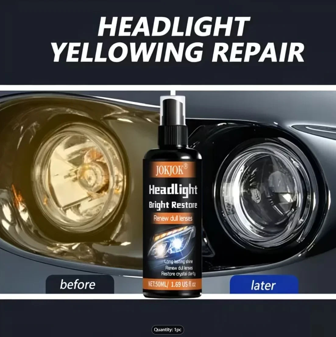 Headlight Restoration Spray – Remove Yellowing & Oxidation