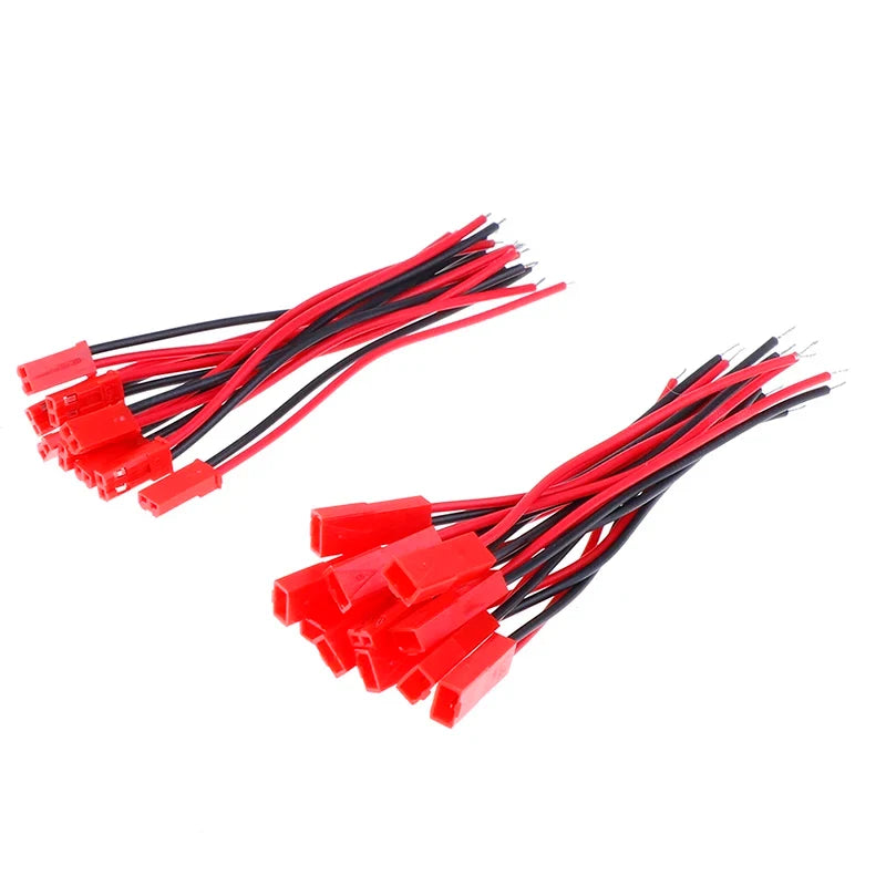 10 Pairs JST 2-Pin Male Female Connector 22 AWG Wire for RC