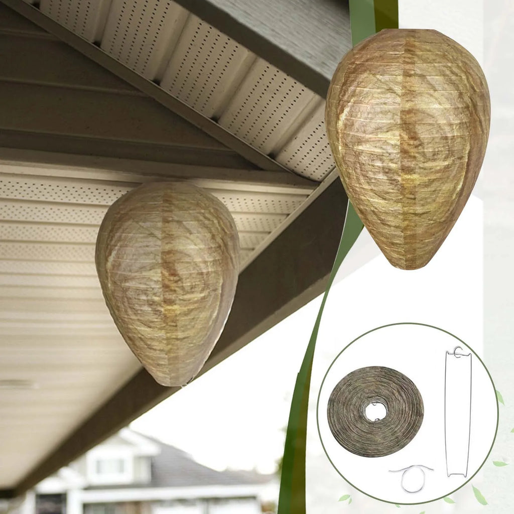 Hanging Wasp Nest Decoy – Waterproof Fake Beehive Deterrent 4pk