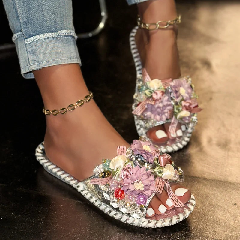 UXST Women Platform Slippers – Floral Bohemian Flat Sandals