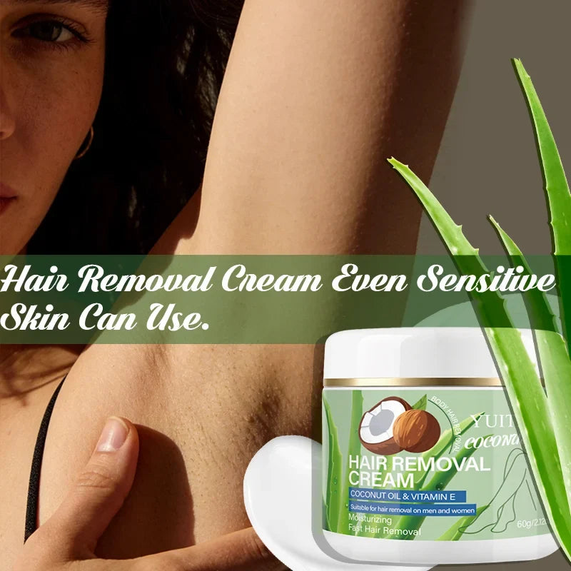 YUITIKUE Gentle Hair Removal Cream – Coconut Oil & Aloe, 60g
