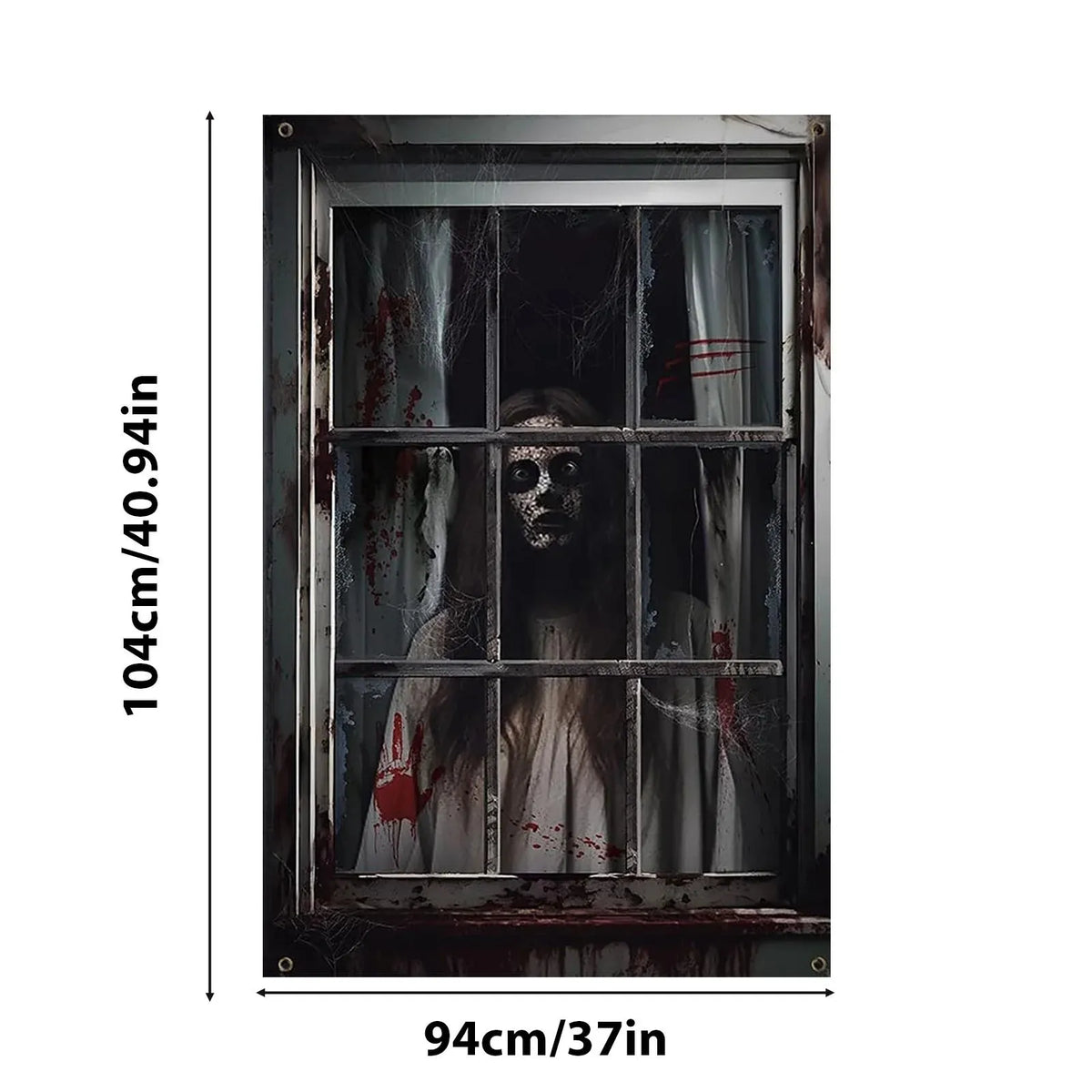 Halloween Window Silhouette Poster | Spooky Window Decoration