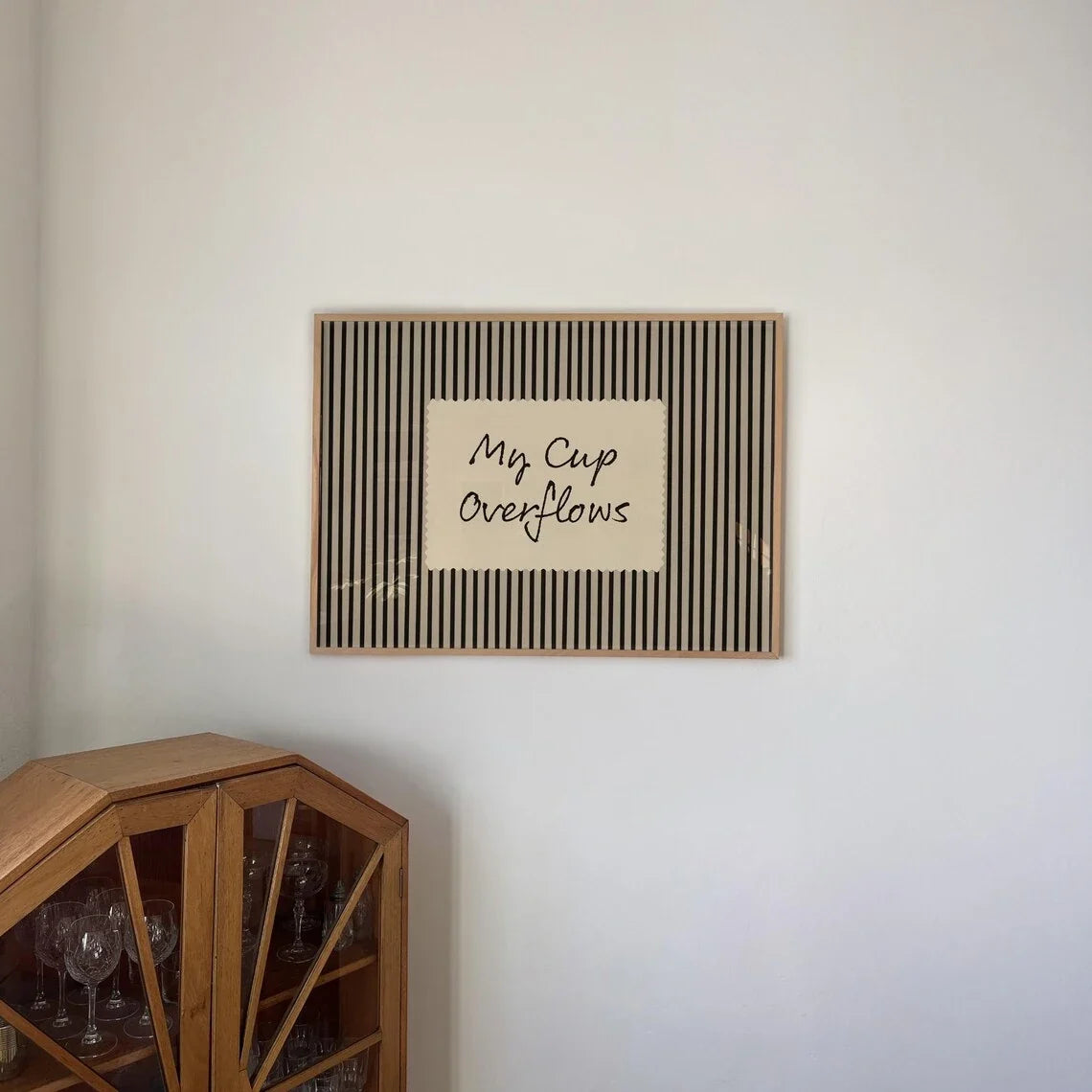 "My Cup Overflows" Christian Canvas Wall Art | Black Stripe