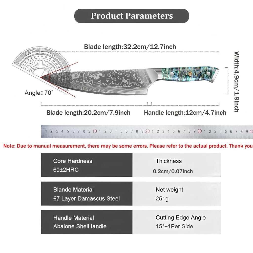 67-Layer Damascus Steel Chef Knife – Professional Kitchen Knife