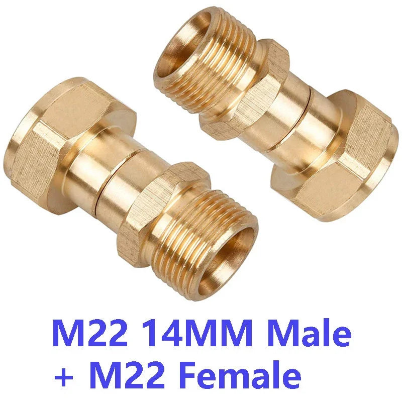 M22 14mm Brass Pressure Washer Swivel Joint Connector 360°