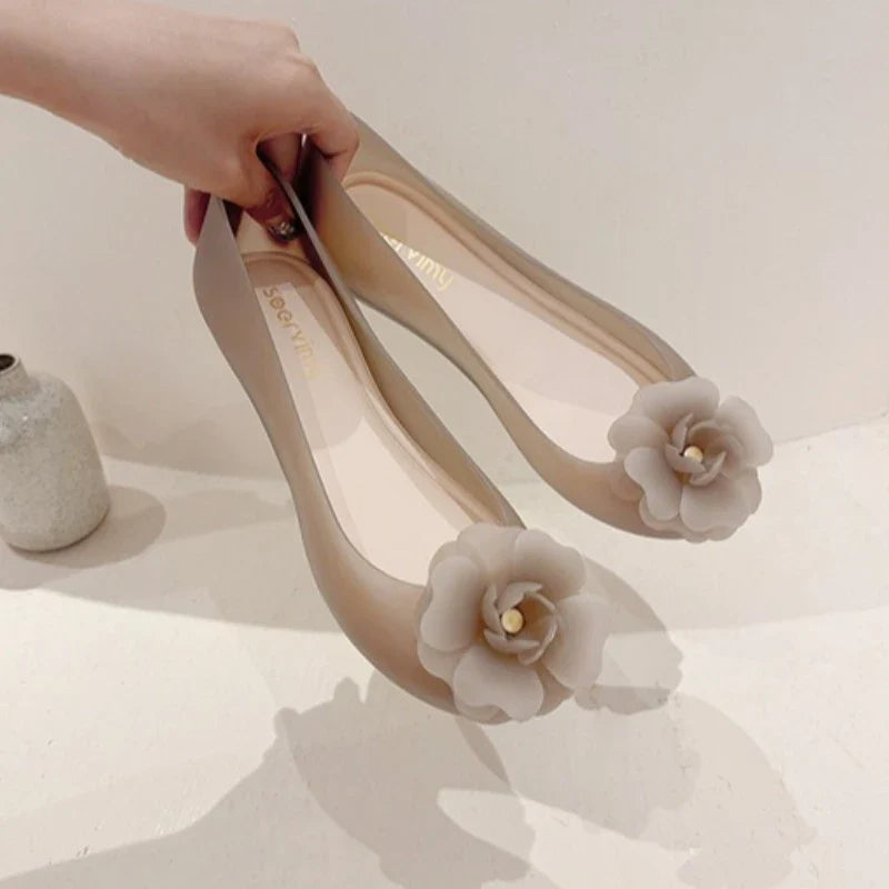 Women's Floral Jelly Flat Sandals – Soft Slip-On Beach Shoes