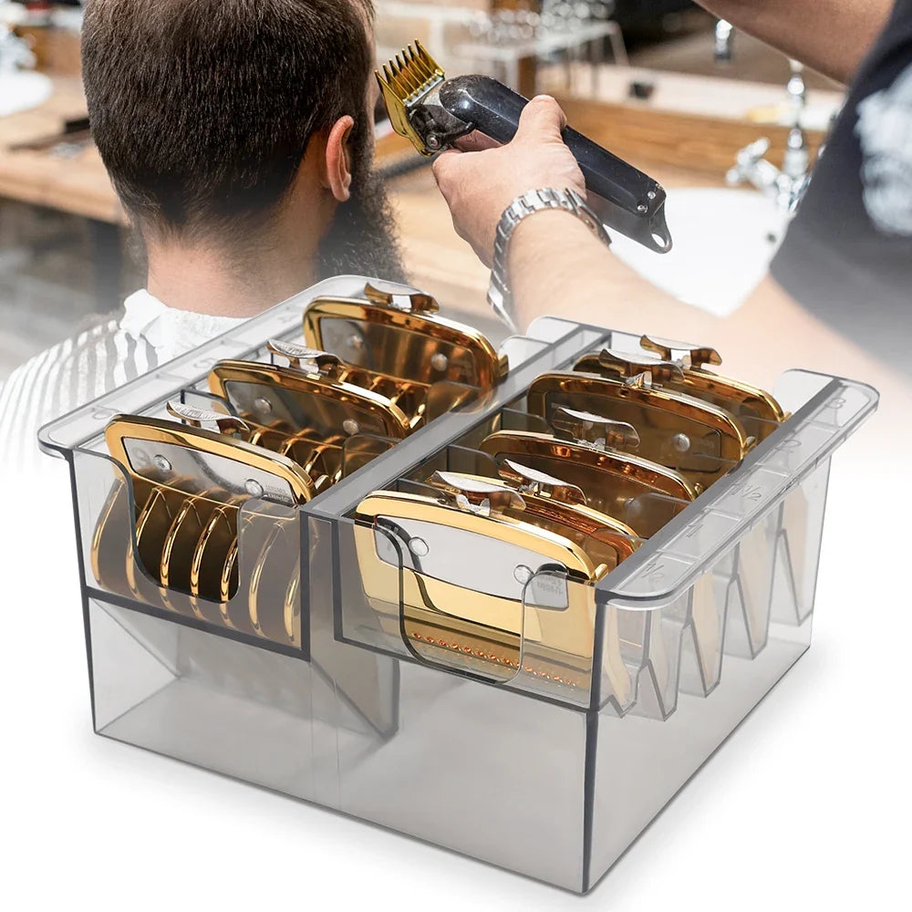 8-Grid Clipper Comb Storage Box | Transparent Salon Organizer