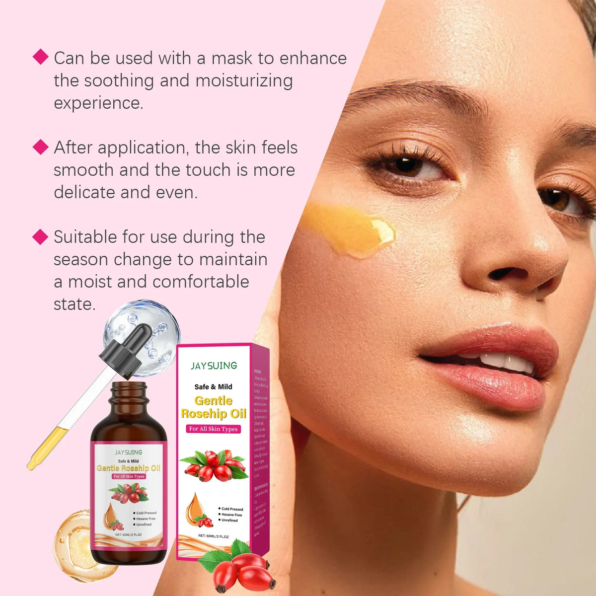 Jaysuing Rose Fruit Seed Facial Oil – 60ml Face Treatment