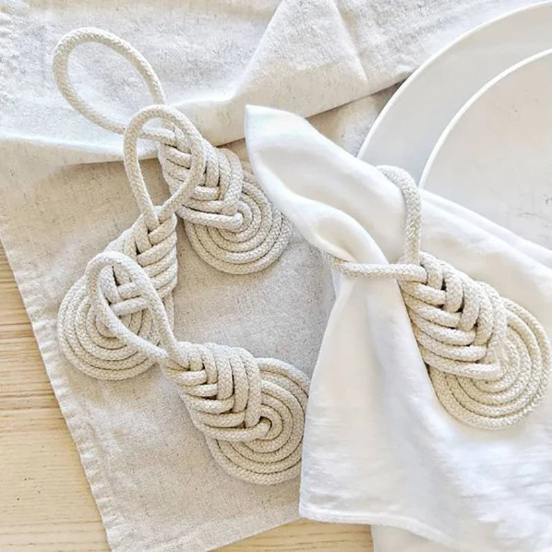 Cotton Rope Napkin Rings – European Style Table Decor 4 Pcs