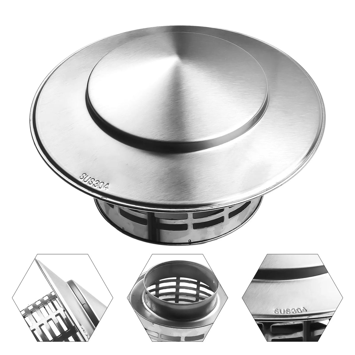 Stainless Steel Chimney Cap 75mm & 200mm – Exhaust Vent Hood