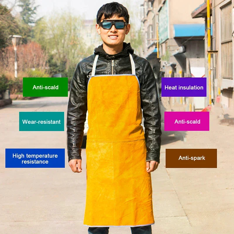 Washable Wear-resistant Heat Insulation Cowhide Leather Welding Apron