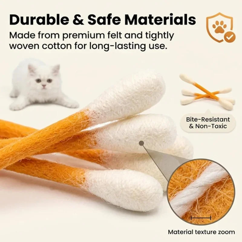 Cotton Swab Catnip Toy 6-Pack | Kitten Biting & Teeth Cleaning
