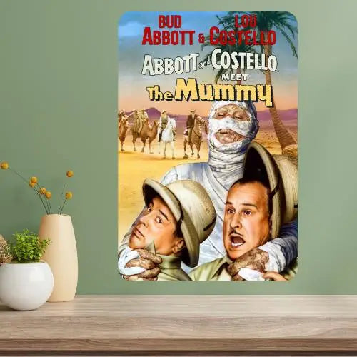 Abbott & Costello Mummy Metal Movie Poster Sign | Retro Decor