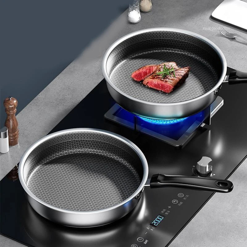 316L Stainless Steel Frying Pan | Tri-Ply Honeycomb Skillet