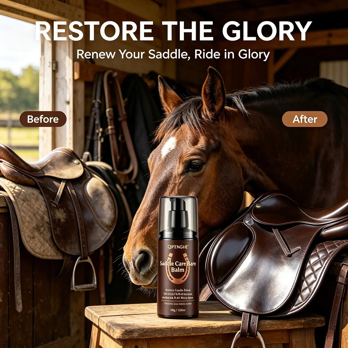 Saddle Care Balm 100g – Shine Restorer for Riding Gear & Pads