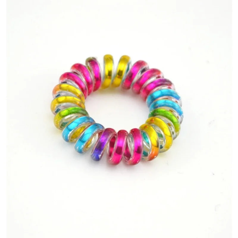 10-Pack Telephone Wire Elastic Hair Bands & Scrunchies 3.5cm