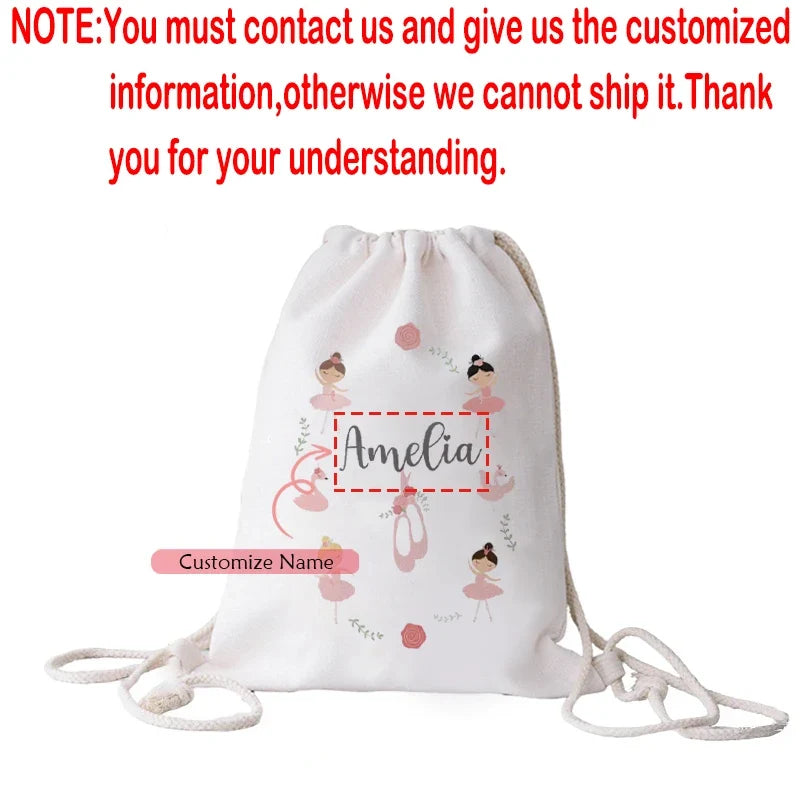 Personalized Ballet Drawstring Backpack | Custom Gift Bag for Girls