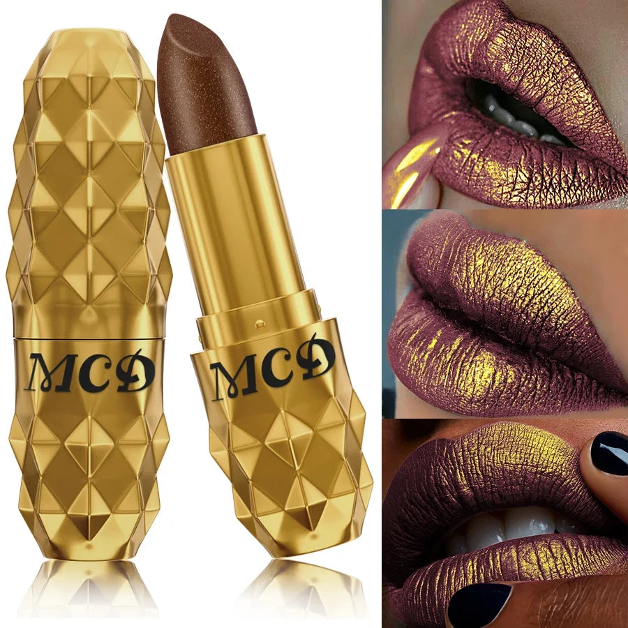 MCD 5-Color Glitter Pearlescent Lipstick Set – Long-Lasting Lip Tint