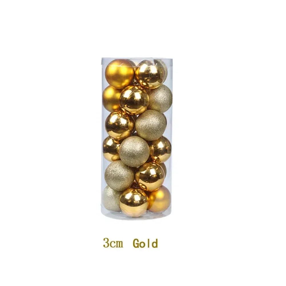 24-Pack 3cm Christmas Ball Ornaments – Shiny, Matte & Glitter