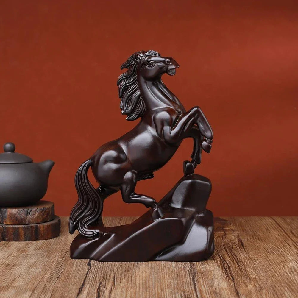 2026 Year of the Horse Figurine | Chinese New Year Wood Statue