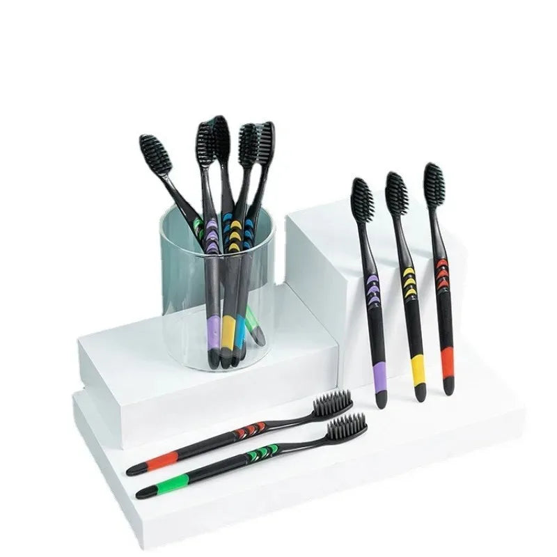 10-Pack Bamboo Charcoal Toothbrushes – Soft Ultra-Fine Bristles