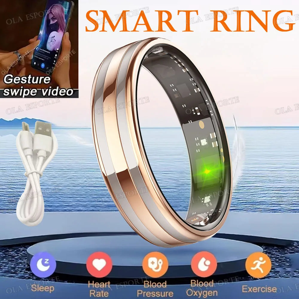 Gesture Sensing Smart Ring Health Monitor Outdoor Waterproof Real HRV
