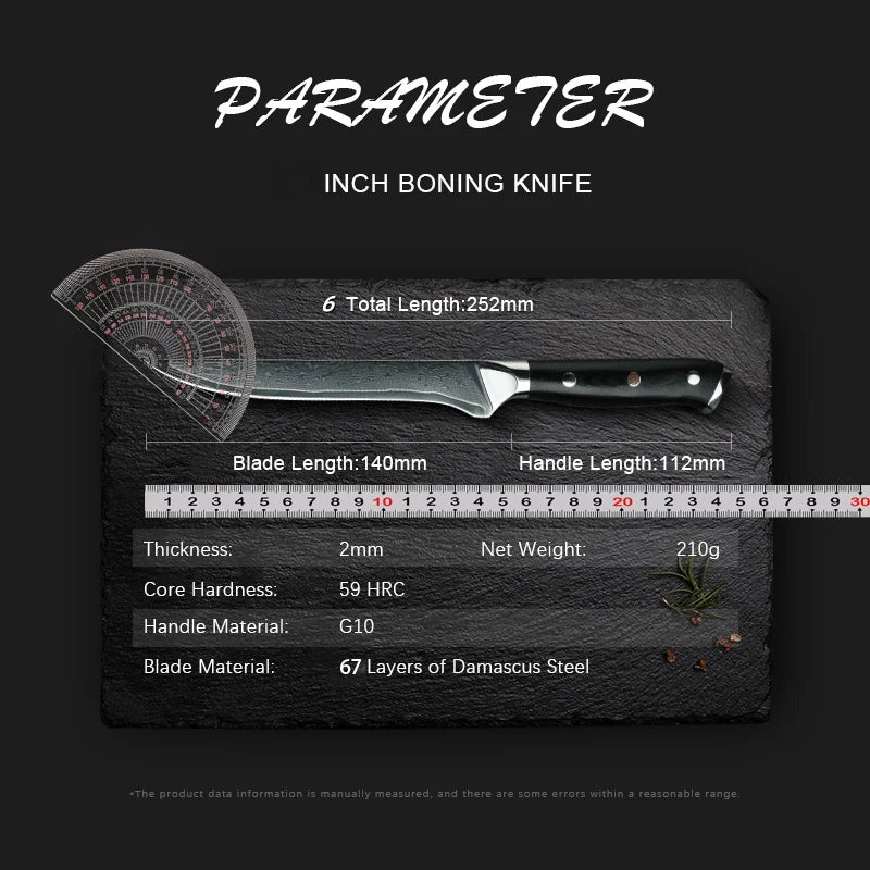 6" 67-Layer Damascus Boning Knife – G10 Handle | Pro Kitchen