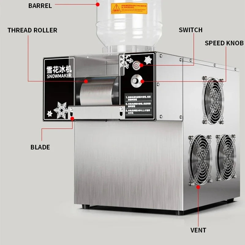 Commercial Snowflake Ice Shaver Machine 180KG/24h | Bingsu Maker
