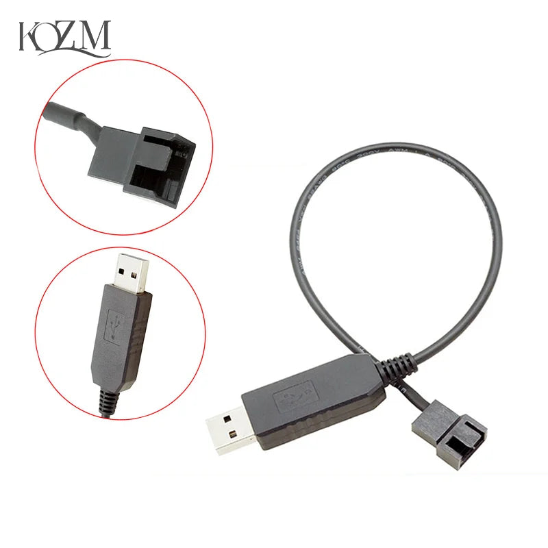 USB to 4-Pin PWM 5V–12V Boost Cable for PC Cooling Fans