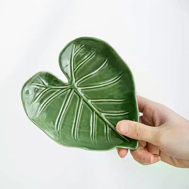 Ceramic Spatula Holder Kitchen Countertop Spoon Cute Leaf Design