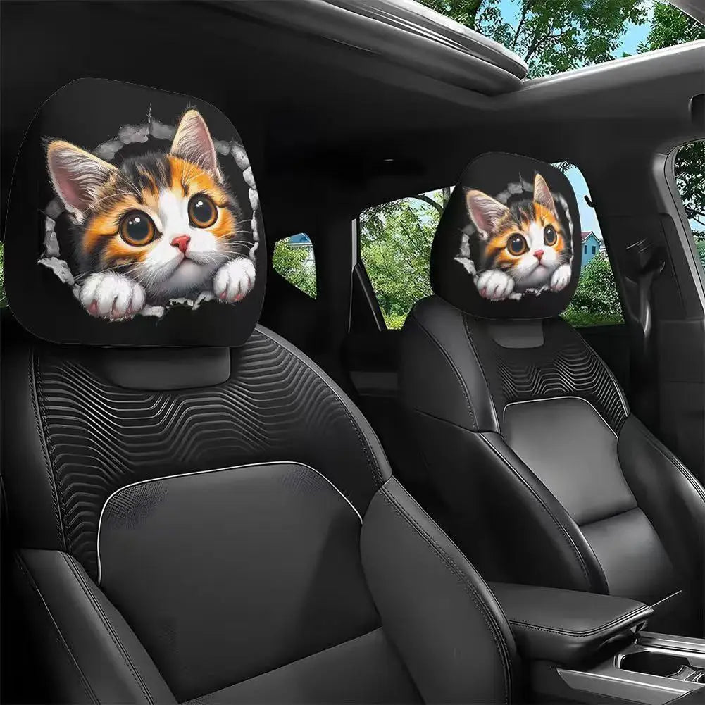 Funny Animal Car Headrest Covers Universal Auto Seat Neck Pillowcase
