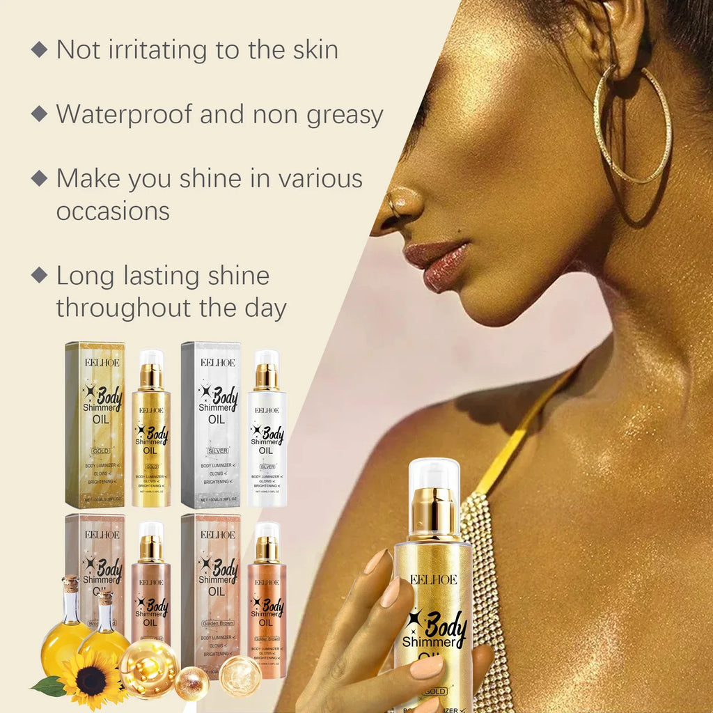 EELHOE 3D Shimmer Body Oil – Diamond Glitter Highlighter 100ml