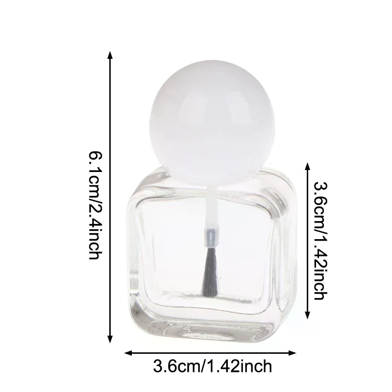 10ml Empty Glass Nail Polish Bottle with Brush Cap | Refillable