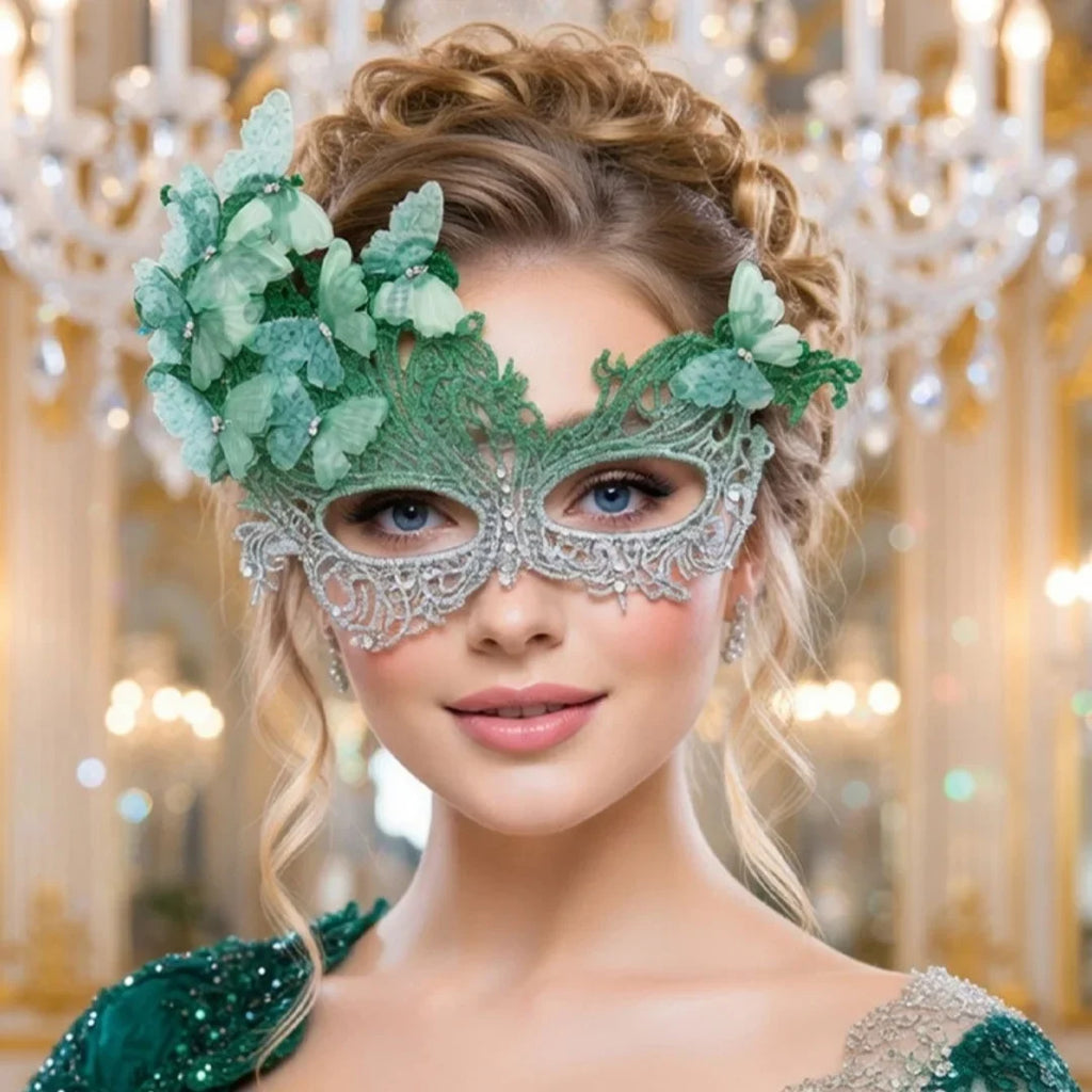 Gradient Butterfly Masquerade Mask Sexy Lace Half Face Luxury